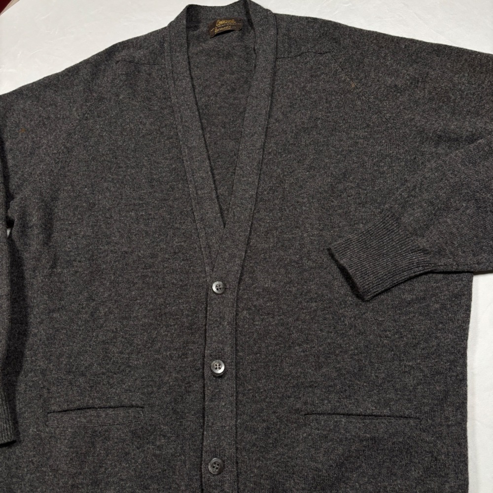 Coxmoore Cardigan Mens XL Charcoal Grey Pure New Wool Harrods Made in England